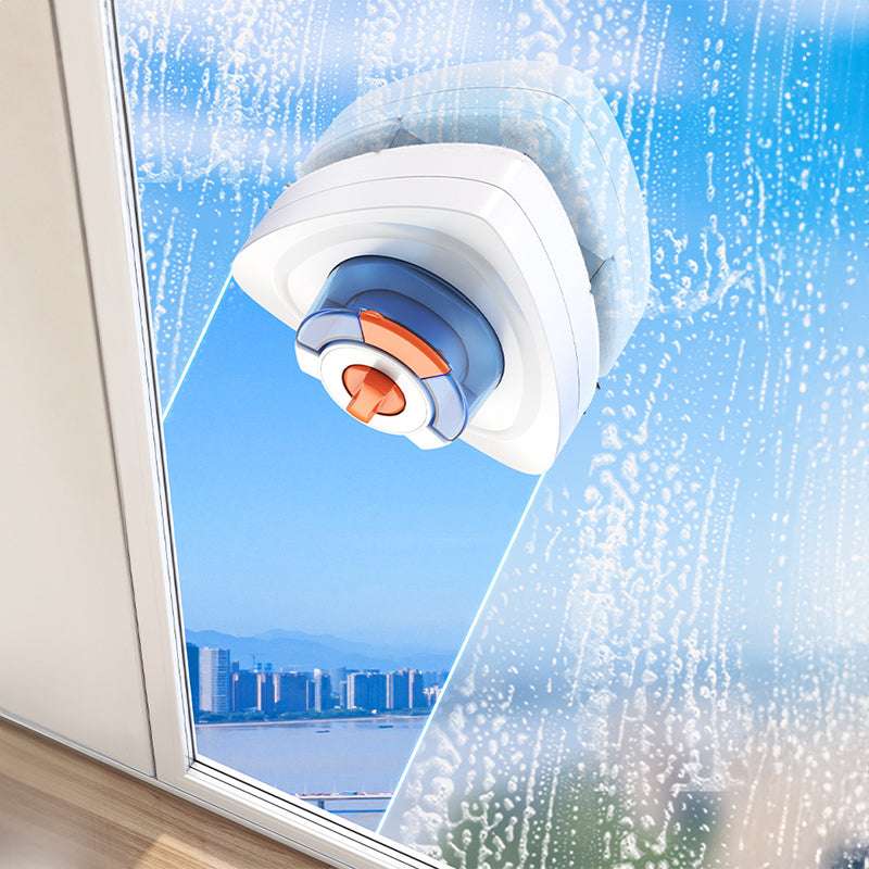 New magnetic glass cleaner with extended pole and double-sided water storage for high-rise home use. - Smart Savvy