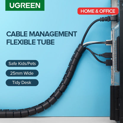 Ugreen Cable Holder Organizer 25mm Diameter Flexible Spiral Tube Cable Organizer Wire Management Cord Protector Cable Winder eprolo