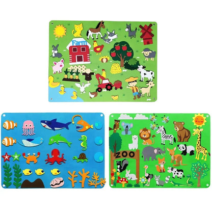 Felt Board Stories Set Montessori Ocean Farm Animal Family Interactive Preschool Education Early Learning Toddlers Toys eprolo