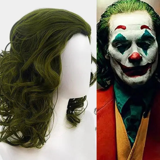 European and American movie Joker Flake cosplay with green medium long curly hair wig - Smart Savvy