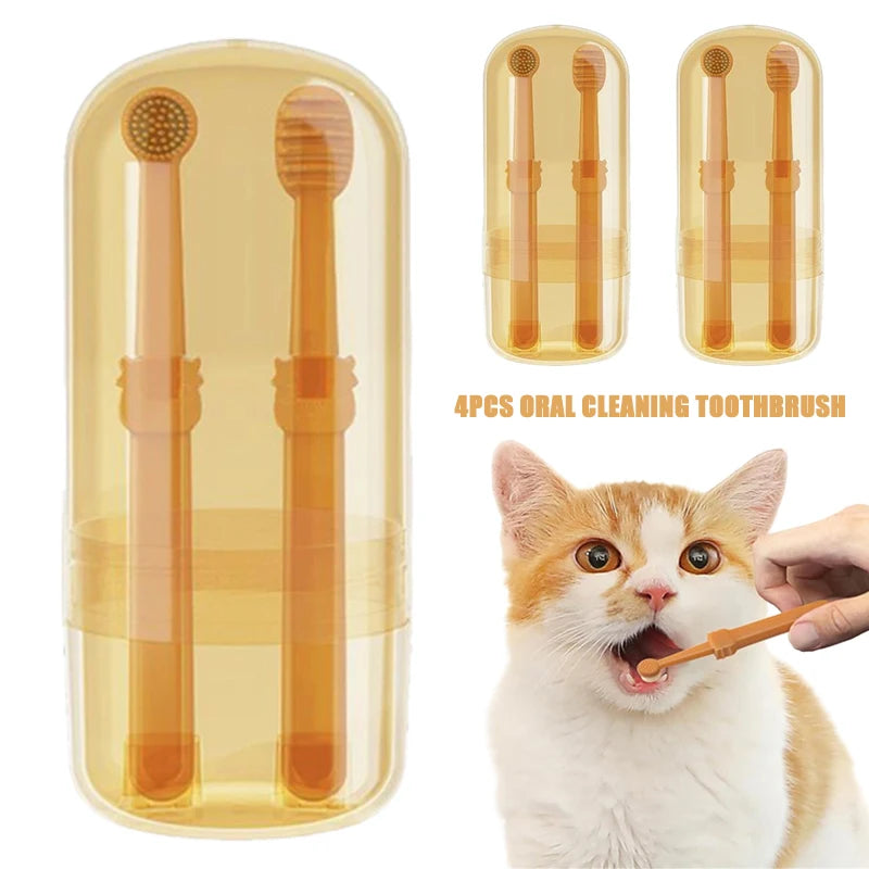 Teeth Whitening Dog Cat Silicone Soft Toothbrush Oral Care Puppy Toothbrush Toothpaste Pet Kit Teeth Cleaning Pet Supplies eprolo