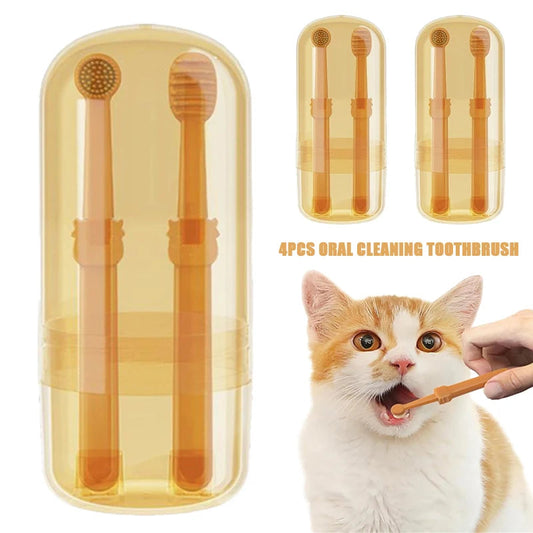 Teeth Whitening Dog Cat Silicone Soft Toothbrush Oral Care Puppy Toothbrush Toothpaste Pet Kit Teeth Cleaning Pet Supplies eprolo