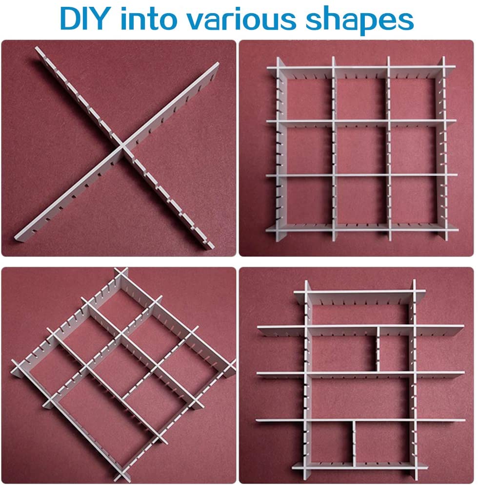 Drawer Dividers 4pcs  DIY Plastic Grid Plastic Adjustable Drawer Dividers Household Storage Makeup Socks Underwear Organizer eprolo