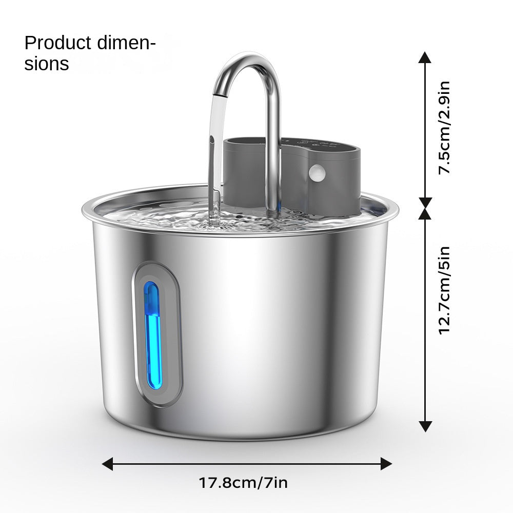 Smart Stainless Steel Cat Water Dispenser, Wireless Sensor, No Plug-in, Automatic Circulation, Large Capacity Pet Water Fountain eprolo