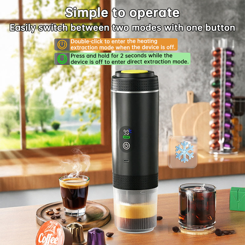 Portable Espresso Machine w/ Digital Display – 3-in-1 Capsule & Ground Coffee Maker for Travel, Camping & Office eprolo