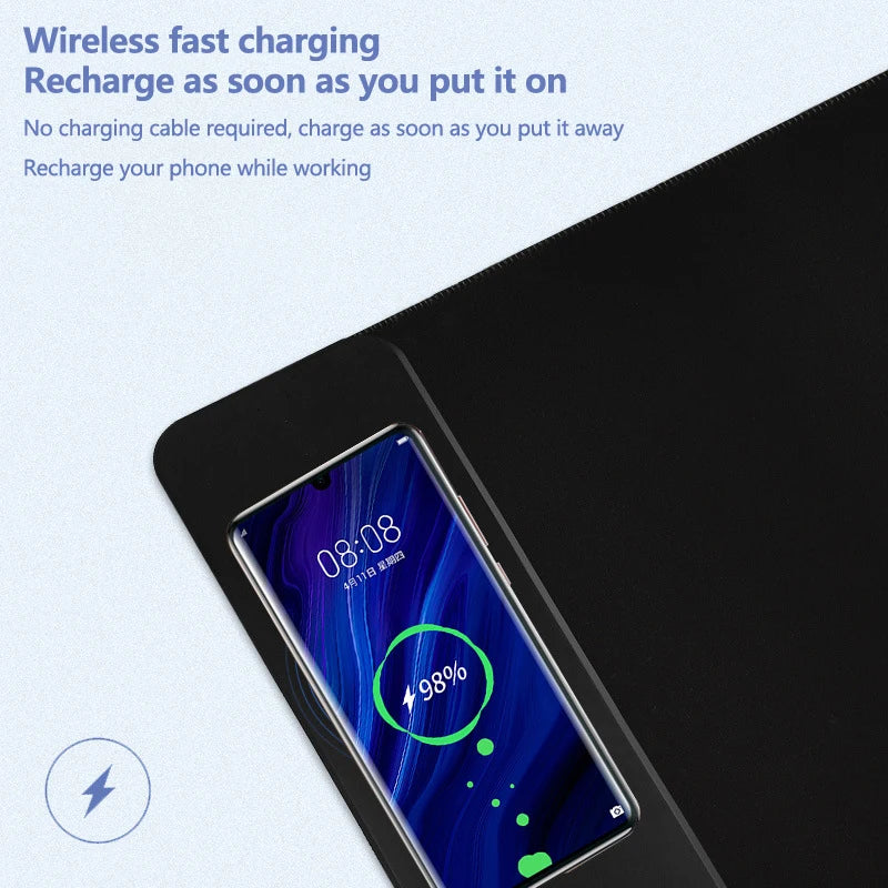 15W wireless charging mouse pad extra large fast charging computer gaming keyboard pad wireless charging rubber mouse pad eprolo
