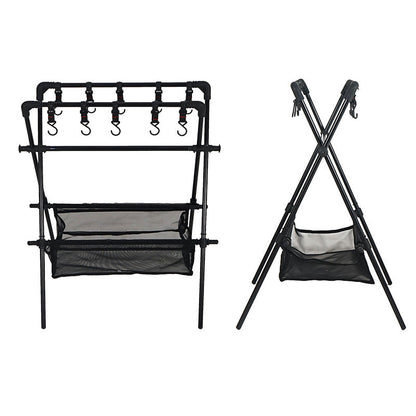 Outdoor camping folding shelf camping car drying rack drying net drying rack storage rack eprolo