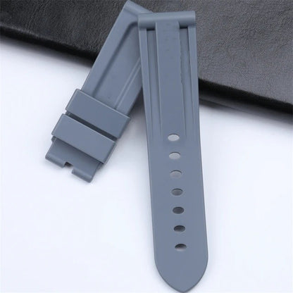 Panerai sea rubber watch strap original butterfly buckle folding buckle waterproof rubber silicone strap men's 22 24mm - Smart Savvy