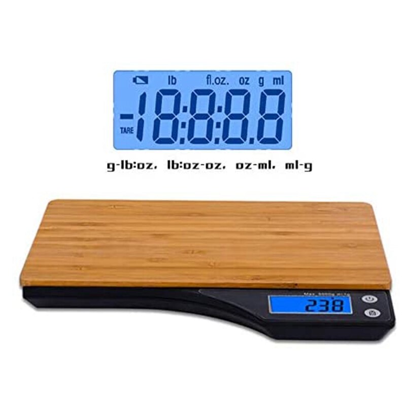 Digital Food Scale, Natural Bamboo Platform, Tare Function and Capacity for Grams and Ounces of Digital Kitchen Scale eprolo