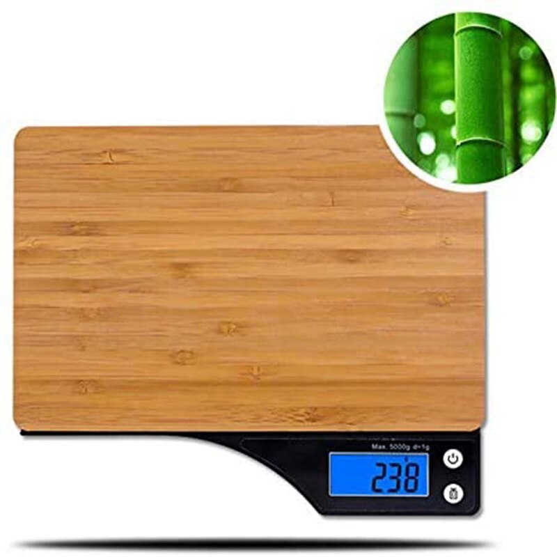 Digital Food Scale, Natural Bamboo Platform, Tare Function and Capacity for Grams and Ounces of Digital Kitchen Scale eprolo
