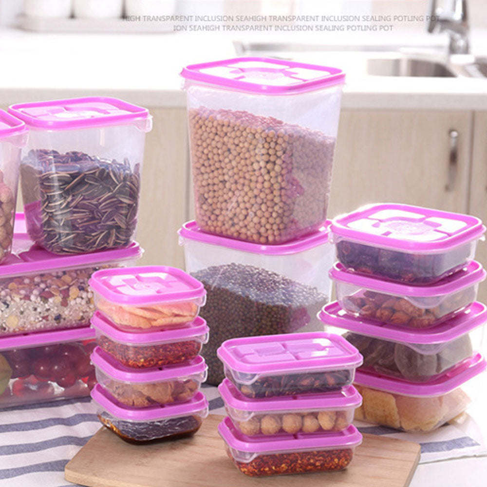 17Pcs/set Keep Fresh Food Storage Box Refrigerator Food Container Sealed Crisper Grain Dried Storage Jar Tank Kitchen Organizer eprolo