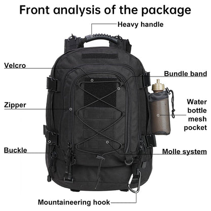 65L Men's Outdoor Tactical Backpack: large - capacity, ideal for hiking, camping, and travel. A military - style rucksack - Smart Savvy