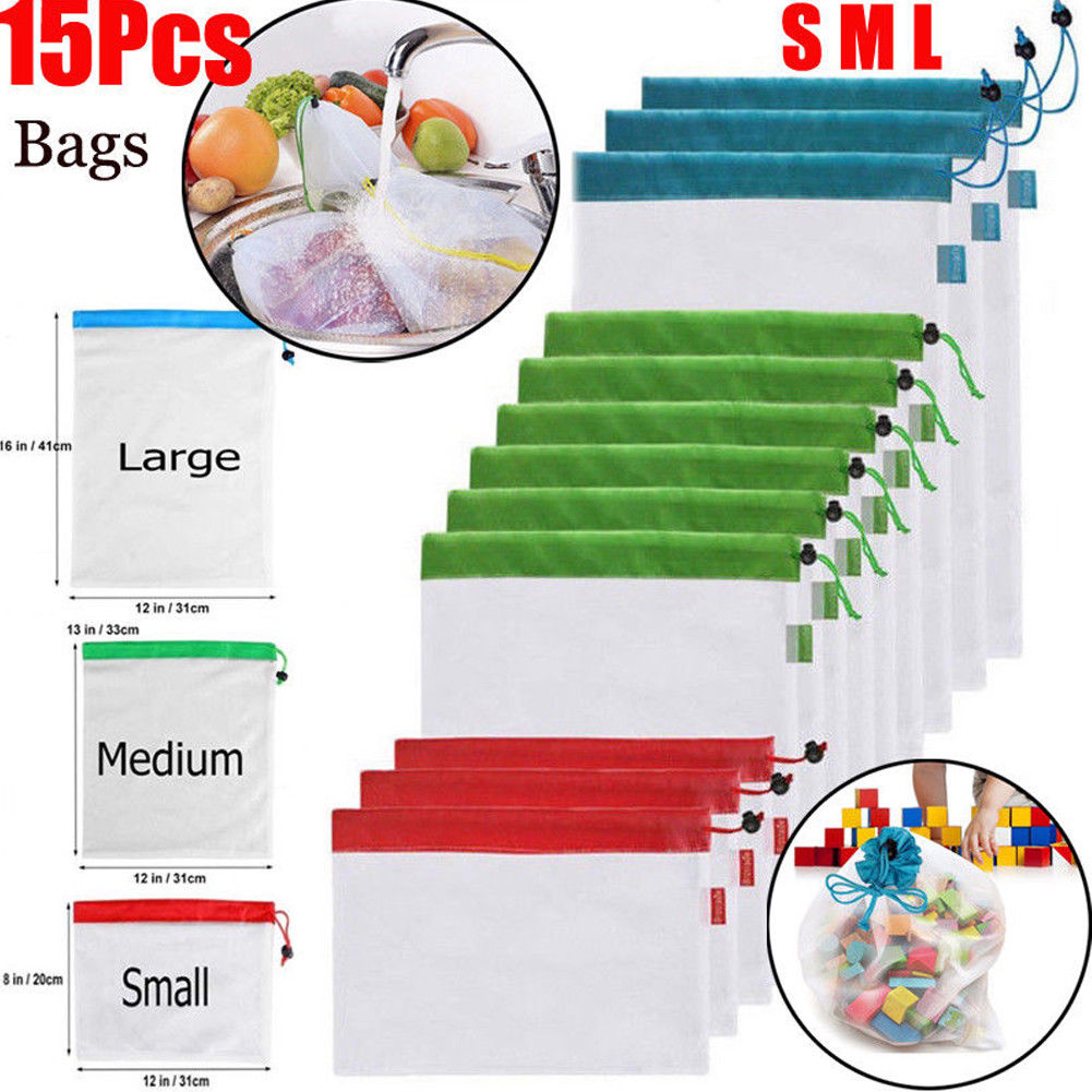12pcs Reusable Mesh Produce Bags Washable Eco Friendly Bags for Grocery Shopping Storage Toys Fruit Vegetable Storage Bag eprolo