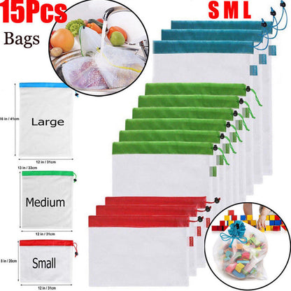 12pcs Reusable Mesh Produce Bags Washable Eco Friendly Bags for Grocery Shopping Storage Toys Fruit Vegetable Storage Bag eprolo