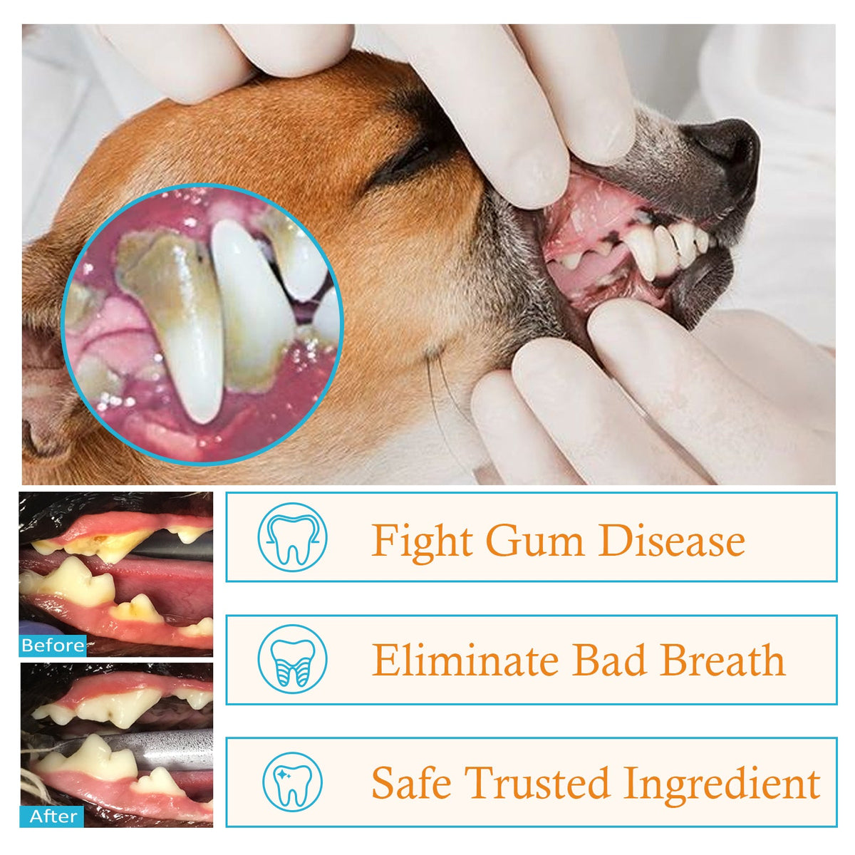 Dog Cat Tooth Cleaning Finger Set, Pet Breath Fresh Remove Tartar Stones Teeth Clean Finger Set eprolo