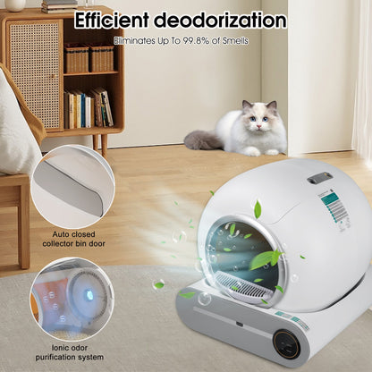 Automatic cleaning, eliminates odors, supports WiFi application control, intelligent automatic cat litter box with padding eprolo