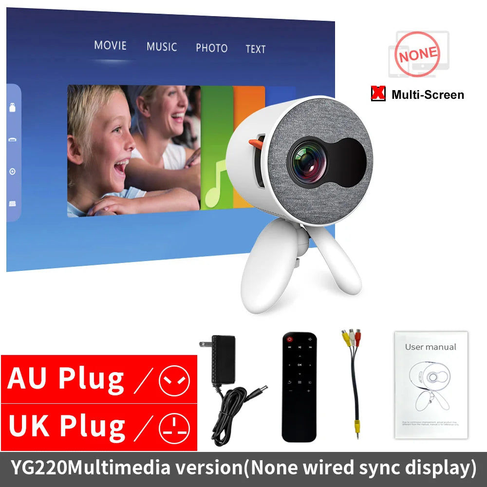 LEJIADA YG220 Mini Projector 3.5mm Audio Phone with screen Update Version Portable Pocket Cute Projector Video Player Kids Gift eprolo