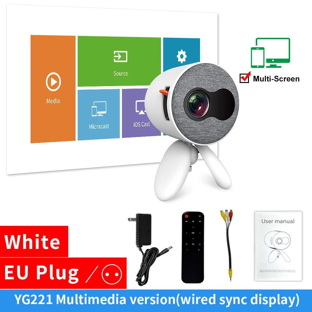 LEJIADA YG220 Mini Projector 3.5mm Audio Phone with screen Update Version Portable Pocket Cute Projector Video Player Kids Gift eprolo