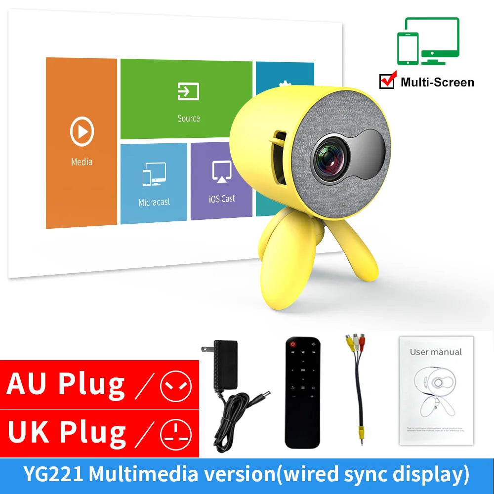 LEJIADA YG220 Mini Projector 3.5mm Audio Phone with screen Update Version Portable Pocket Cute Projector Video Player Kids Gift eprolo