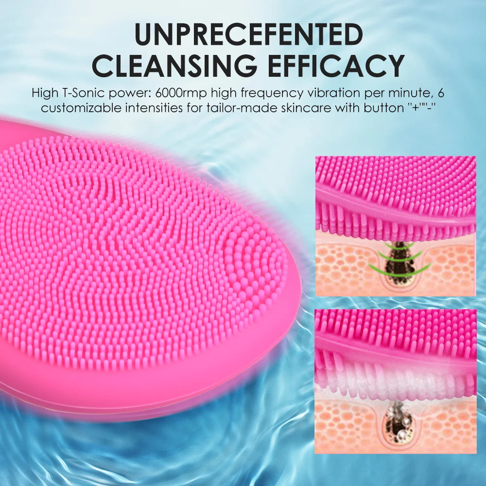 Facial Cleansing Brush Rechargeable Waterproof Silicone Face Brush Sonic Vibration Deep Cleaning Blackhead Remover Anti Aging eprolo