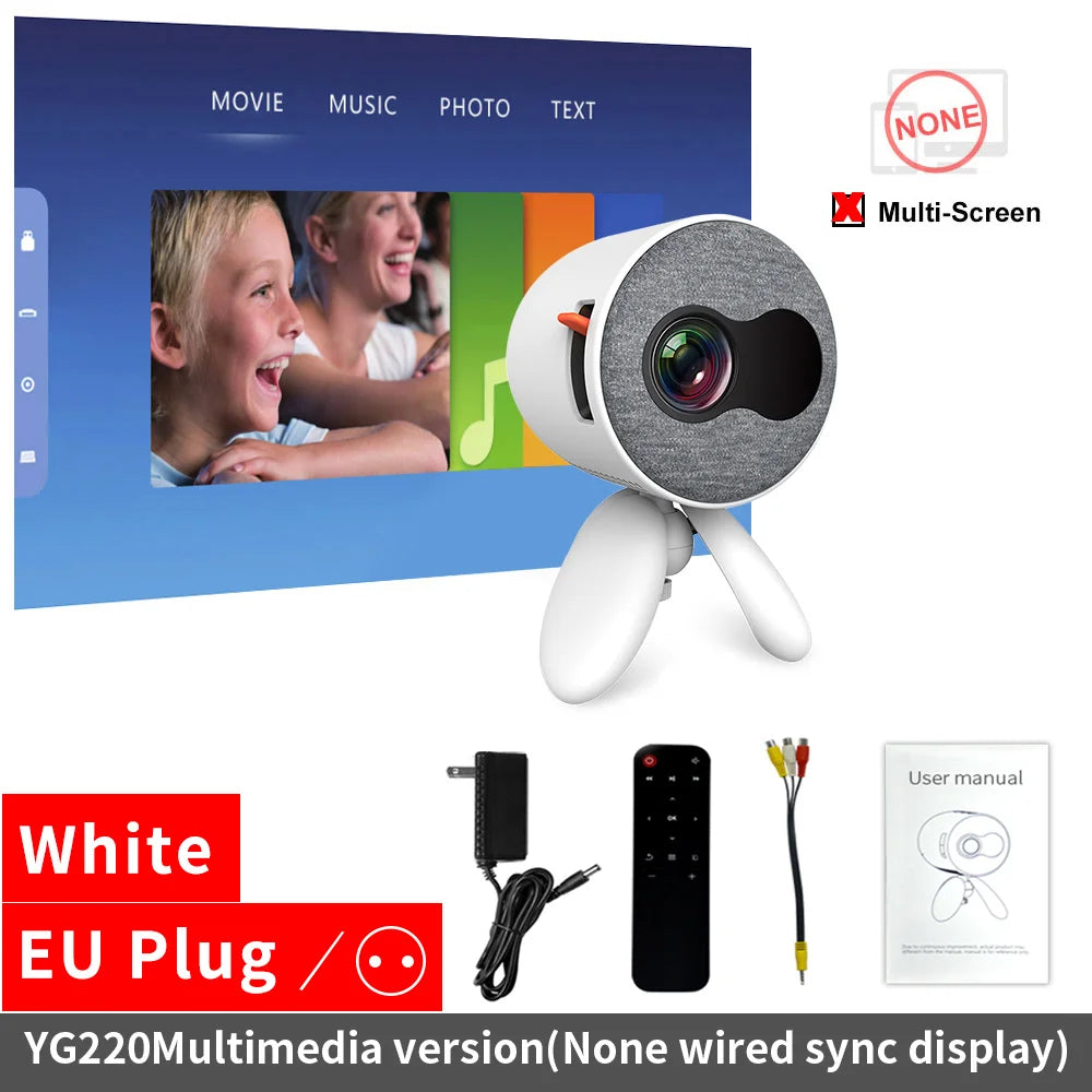 LEJIADA YG220 Mini Projector 3.5mm Audio Phone with screen Update Version Portable Pocket Cute Projector Video Player Kids Gift eprolo