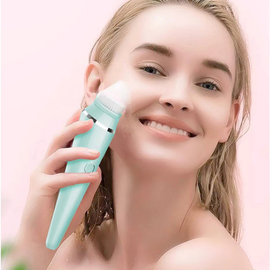 4 IN 1 Electric Face Deep Cleansing Brush Spin Pore Cleaner Face Wash Machine Makeup Remove Waterproof Facial Massager Skin Care eprolo