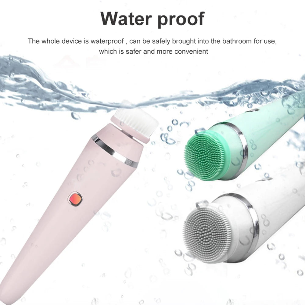 4 IN 1 Electric Face Deep Cleansing Brush Spin Pore Cleaner Face Wash Machine Makeup Remove Waterproof Facial Massager Skin Care eprolo