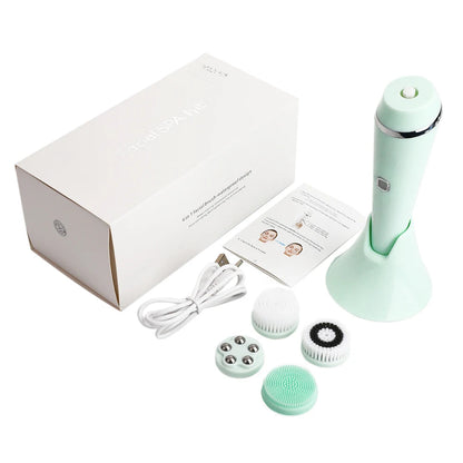 4 IN 1 Electric Face Deep Cleansing Brush Spin Pore Cleaner Face Wash Machine Makeup Remove Waterproof Facial Massager Skin Care eprolo