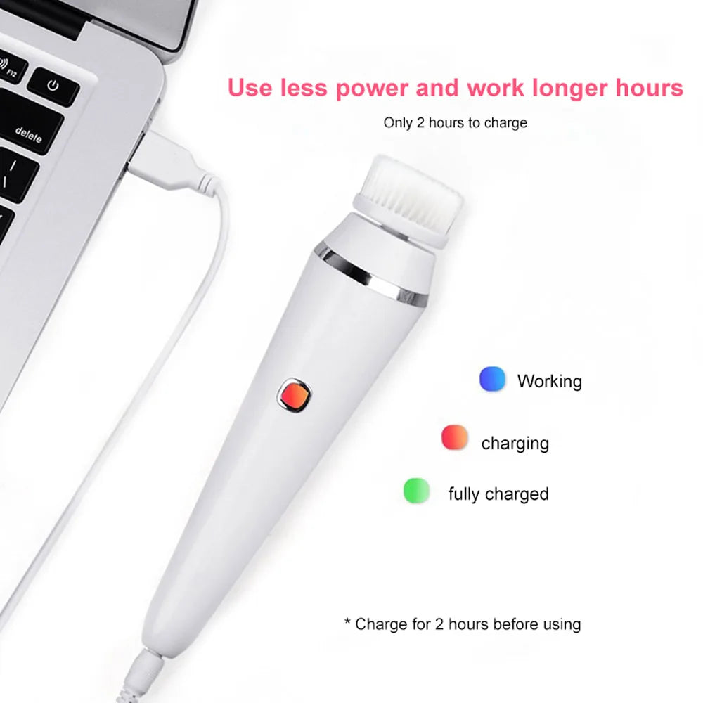 4 IN 1 Electric Face Deep Cleansing Brush Spin Pore Cleaner Face Wash Machine Makeup Remove Waterproof Facial Massager Skin Care eprolo