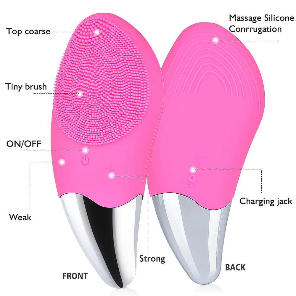 Facial Cleansing Brush Rechargeable Waterproof Silicone Face Brush Sonic Vibration Deep Cleaning Blackhead Remover Anti Aging eprolo