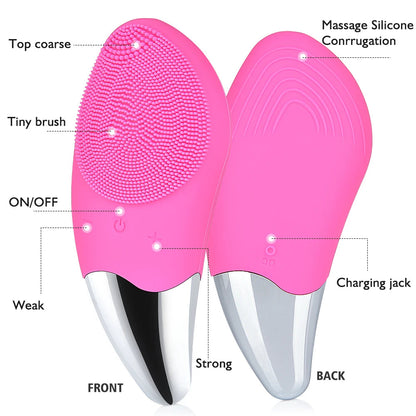 Facial Cleansing Brush Rechargeable Waterproof Silicone Face Brush Sonic Vibration Deep Cleaning Blackhead Remover Anti Aging eprolo