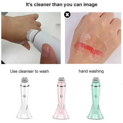 4 IN 1 Electric Face Deep Cleansing Brush Spin Pore Cleaner Face Wash Machine Makeup Remove Waterproof Facial Massager Skin Care eprolo