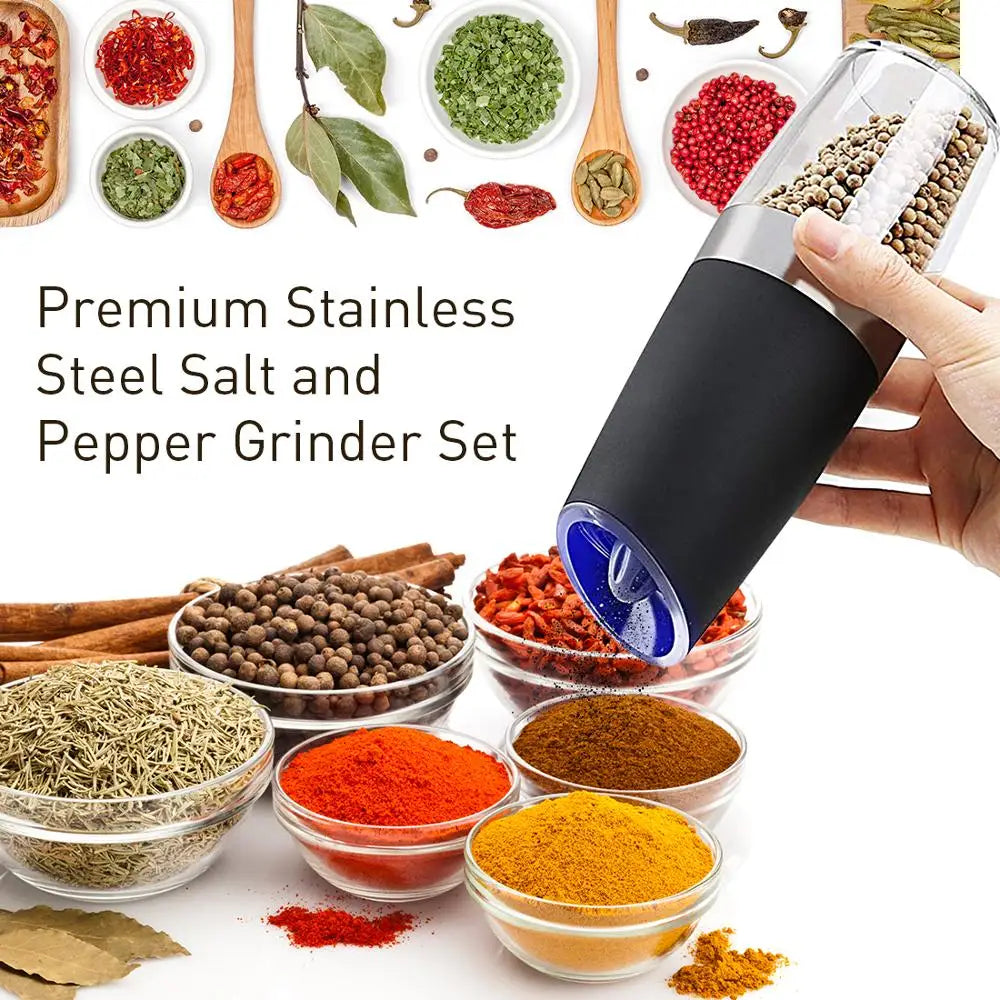 Electric Automatic Mill Pepper and Salt Grinder LED Light Peper Spice Grain Mills Porcelain Grinding Core Mill for Kitchen Tools eprolo