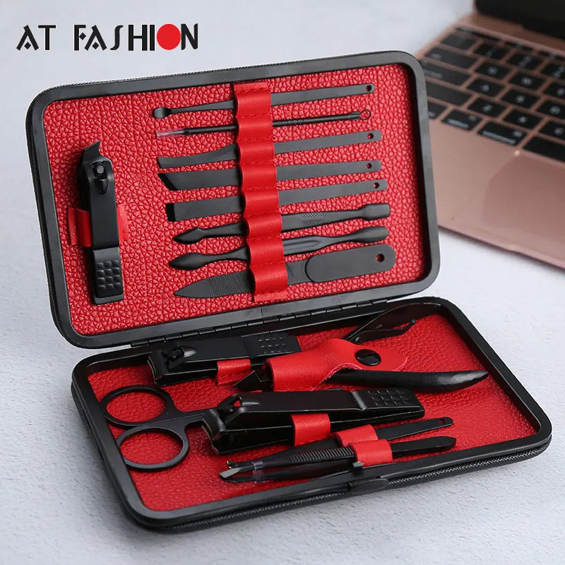 15pcs/Set Stainless Steel Nail Clipper Kit Professional Pedicure Scissors Tweezer Knife Ear Pick Manicure Set Nail Art Tools eprolo