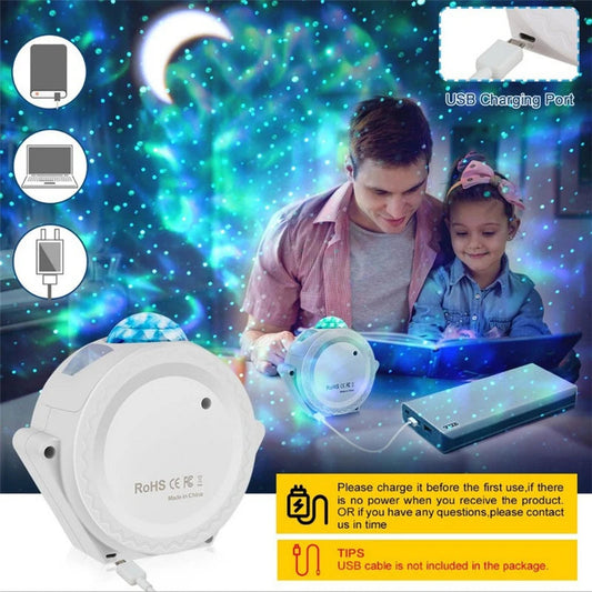 Starry Sky Projector Star Night Light Ocean Waving Lights Projection 360 Degree Rotation 6 Colors Night Lighting Lamp for Kids eprolo