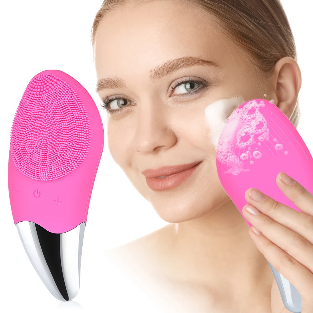 Facial Cleansing Brush Rechargeable Waterproof Silicone Face Brush Sonic Vibration Deep Cleaning Blackhead Remover Anti Aging eprolo