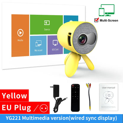 LEJIADA YG220 Mini Projector 3.5mm Audio Phone with screen Update Version Portable Pocket Cute Projector Video Player Kids Gift eprolo