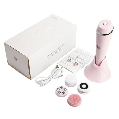 4 IN 1 Electric Face Deep Cleansing Brush Spin Pore Cleaner Face Wash Machine Makeup Remove Waterproof Facial Massager Skin Care eprolo