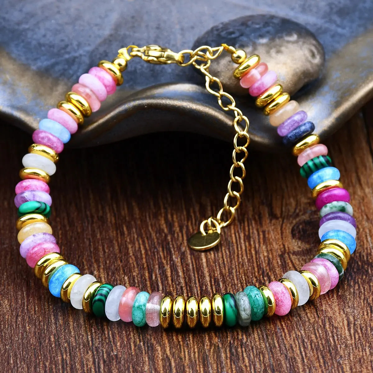 Ins style dopamine colored natural stone bead bracelet for women niche and high-end non fading crystal bracelet - Smart Savvy