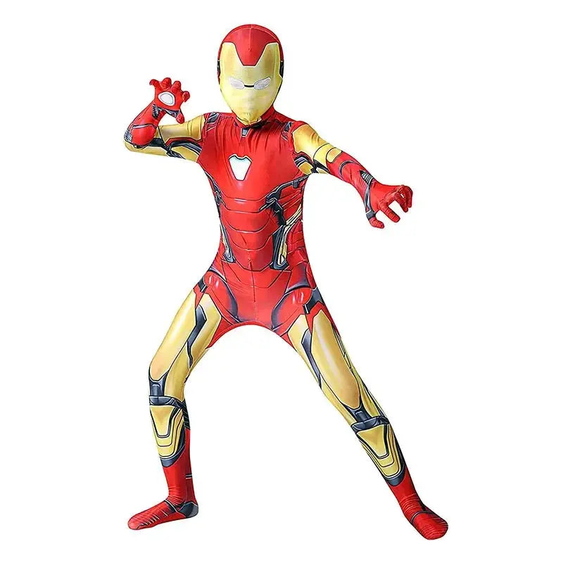Kids Adult Iron Man Costume Bodysuit Spandex Halloween Spider man Cosplay Jumpsuit Suits 3D Style Dress Up - Smart Savvy