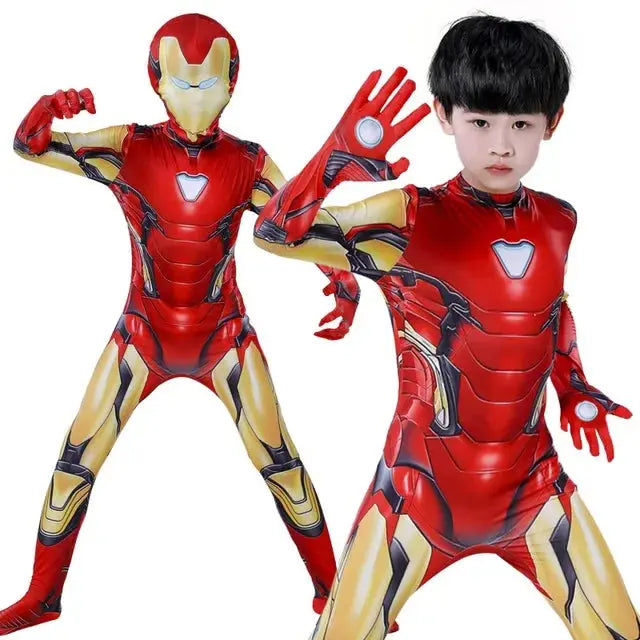 Kids Adult Iron Man Costume Bodysuit Spandex Halloween Spider man Cosplay Jumpsuit Suits 3D Style Dress Up - Smart Savvy