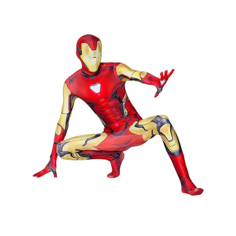Kids Adult Iron Man Costume Bodysuit Spandex Halloween Spider man Cosplay Jumpsuit Suits 3D Style Dress Up - Smart Savvy
