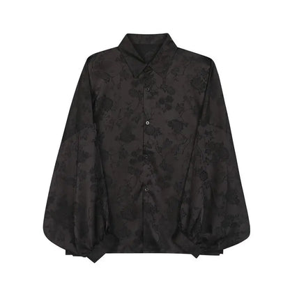 Light brocade jacquard lantern sleeve shirt for men new Tang and Hanfu shirt jacket and top - Smart Savvy