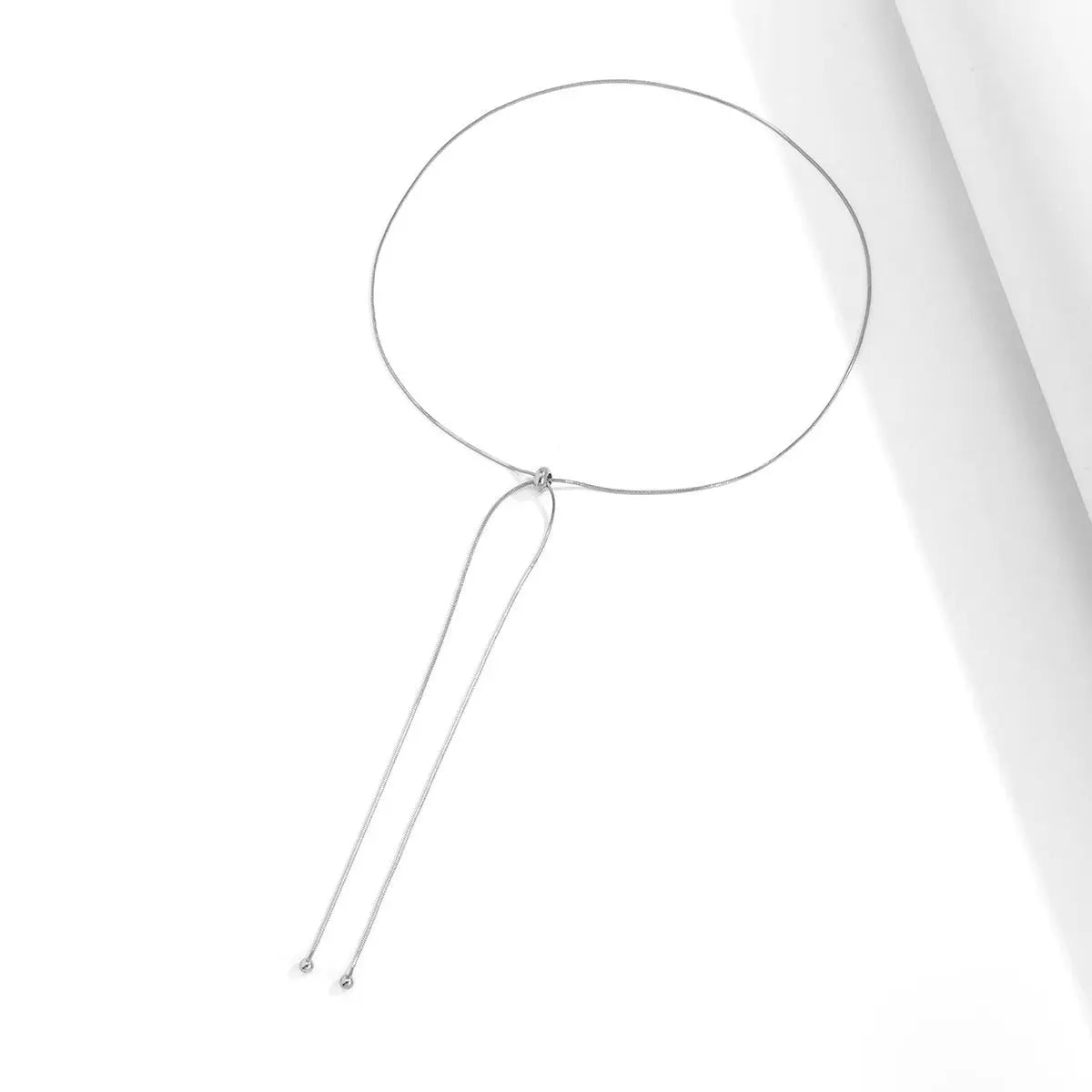 Simple and versatile long tassel necklace with fashionable adjustable metal square snake bone chain - Smart Savvy