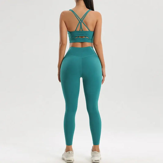 Women's sports and fitness set yoga and running two-piece set bra underwear quick drying base pants - Smart Savvy