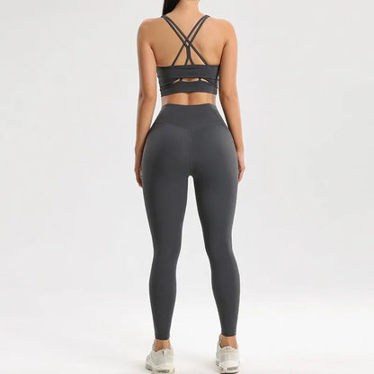 Women's sports and fitness set yoga and running two-piece set bra underwear quick drying base pants - Smart Savvy