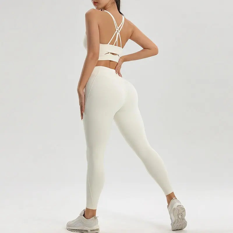 Women's sports and fitness set yoga and running two-piece set bra underwear quick drying base pants - Smart Savvy