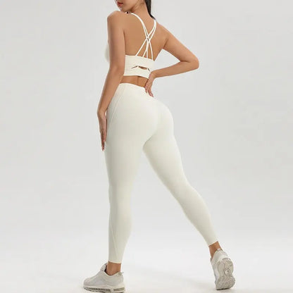 Women's sports and fitness set yoga and running two-piece set bra underwear quick drying base pants - Smart Savvy