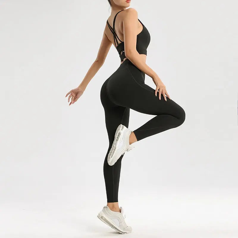 Women's sports and fitness set yoga and running two-piece set bra underwear quick drying base pants - Smart Savvy