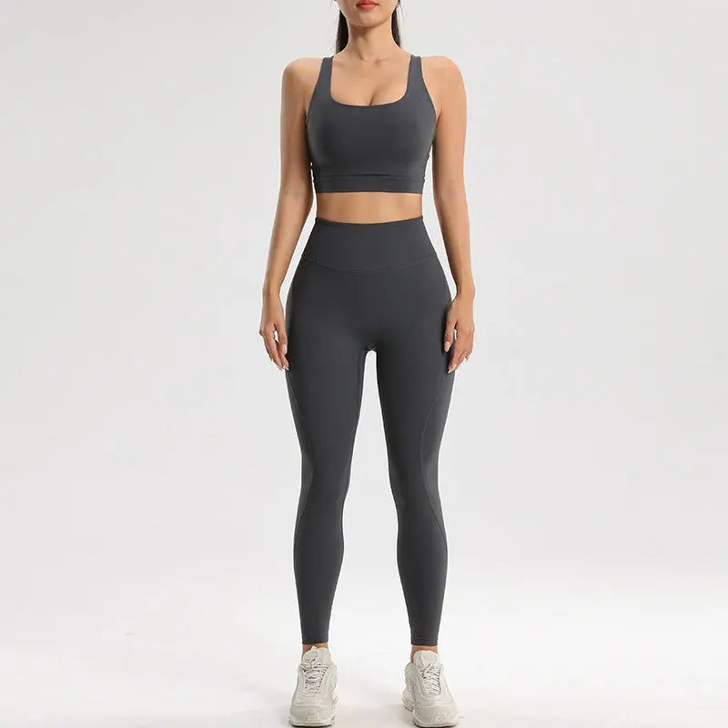 Women's sports and fitness set yoga and running two-piece set bra underwear quick drying base pants - Smart Savvy